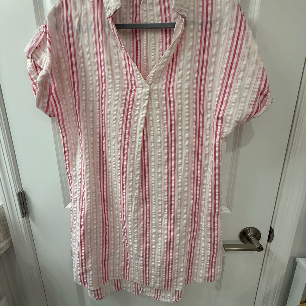 Striped Pink and White Women's Dress Solution Brand
